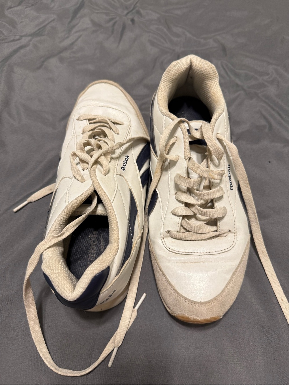 Reebok Cream and Navy Low-Profile Classic Sneakers